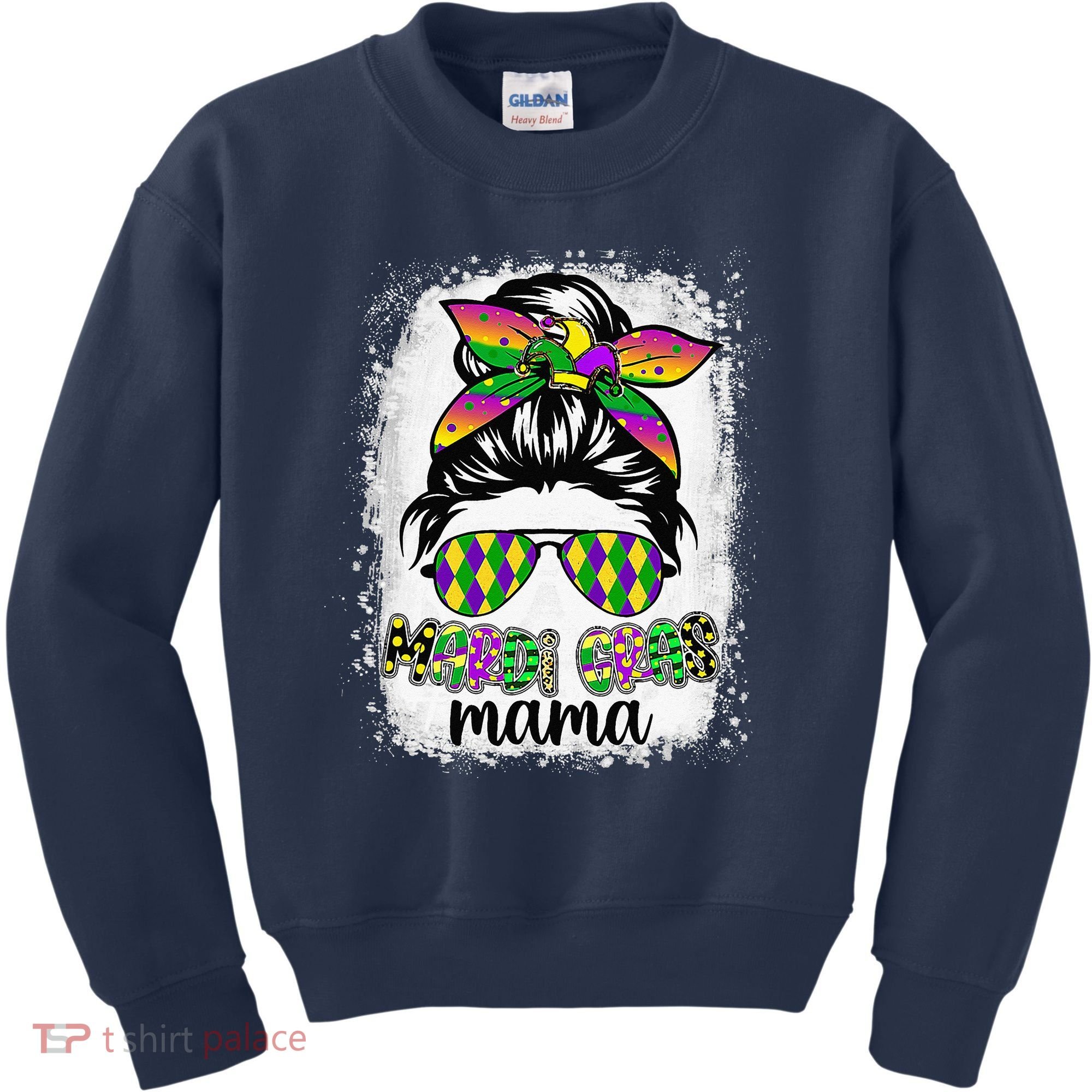 Messy Bun Hair Glasses New Orleans Carnival Mardi Gras Mama Kids Sweatshirt