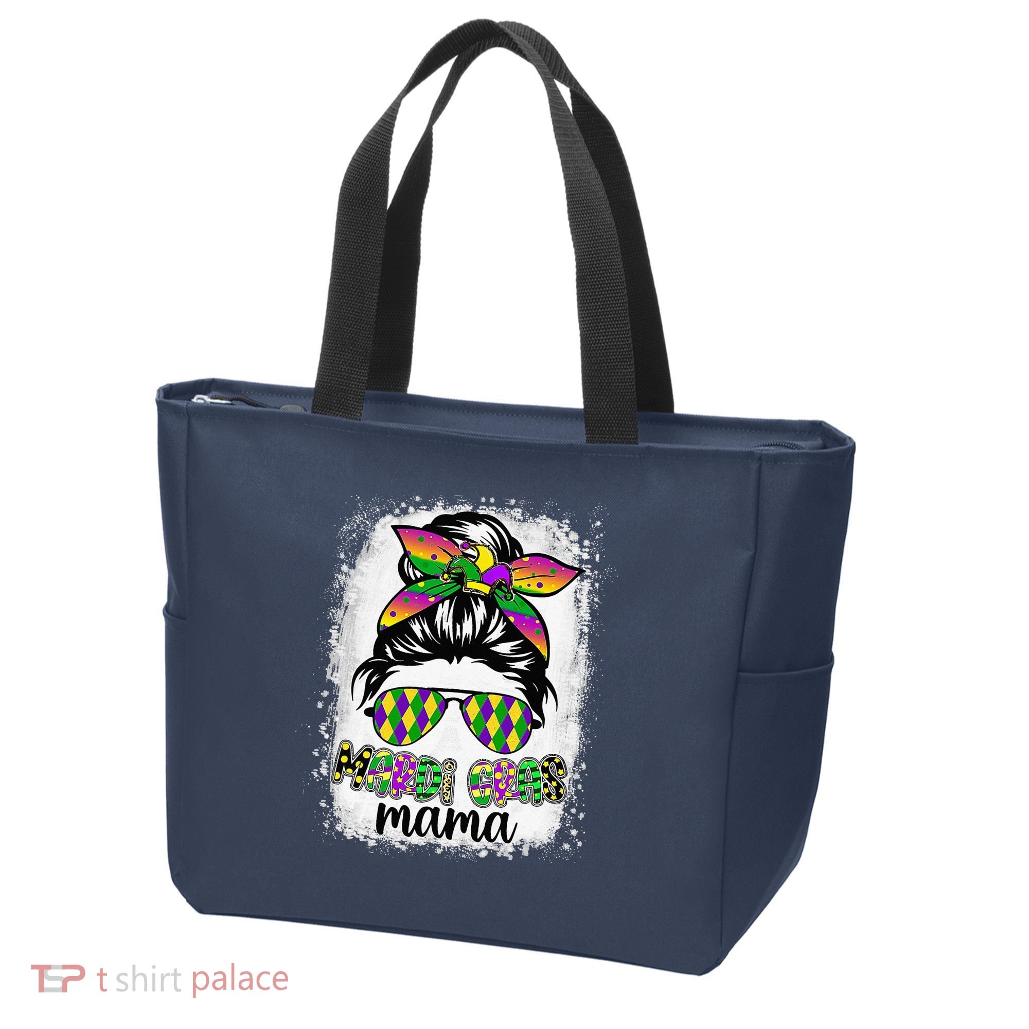 Messy Bun Hair Glasses New Orleans Carnival Mardi Gras Mama Tote Bag