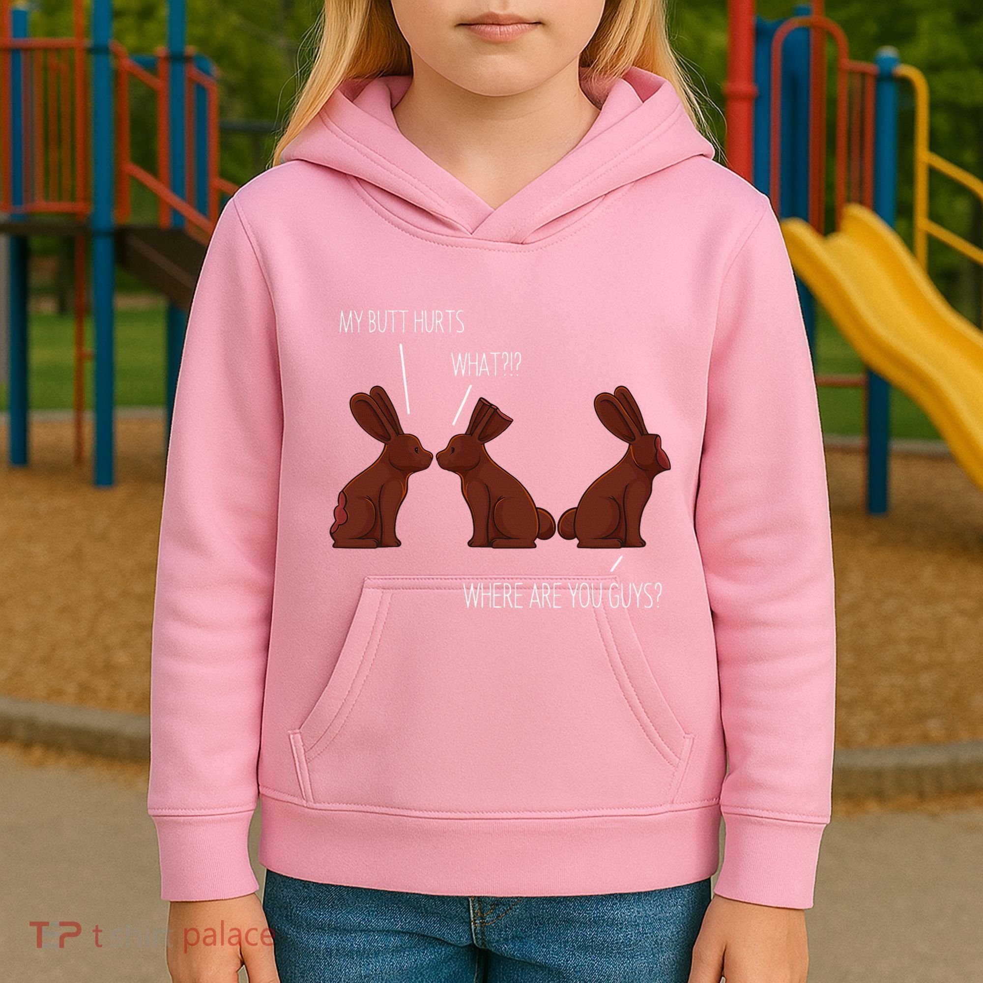 My Butt Hurts Funny Easter Chocolate Bunny Meme Joke Gift Kids Hoodie