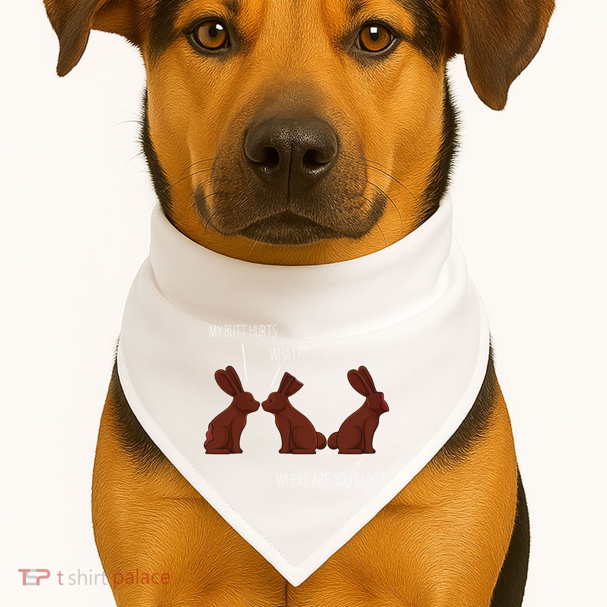 My Butt Hurts Funny Easter Chocolate Bunny Meme Joke Gift USA-Made Doggie Bandana