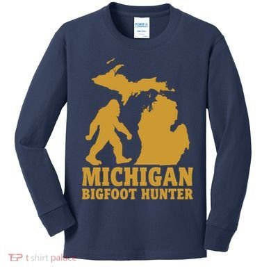 Michigan Bigfoot Hunter Kids Long Sleeve Shirt
