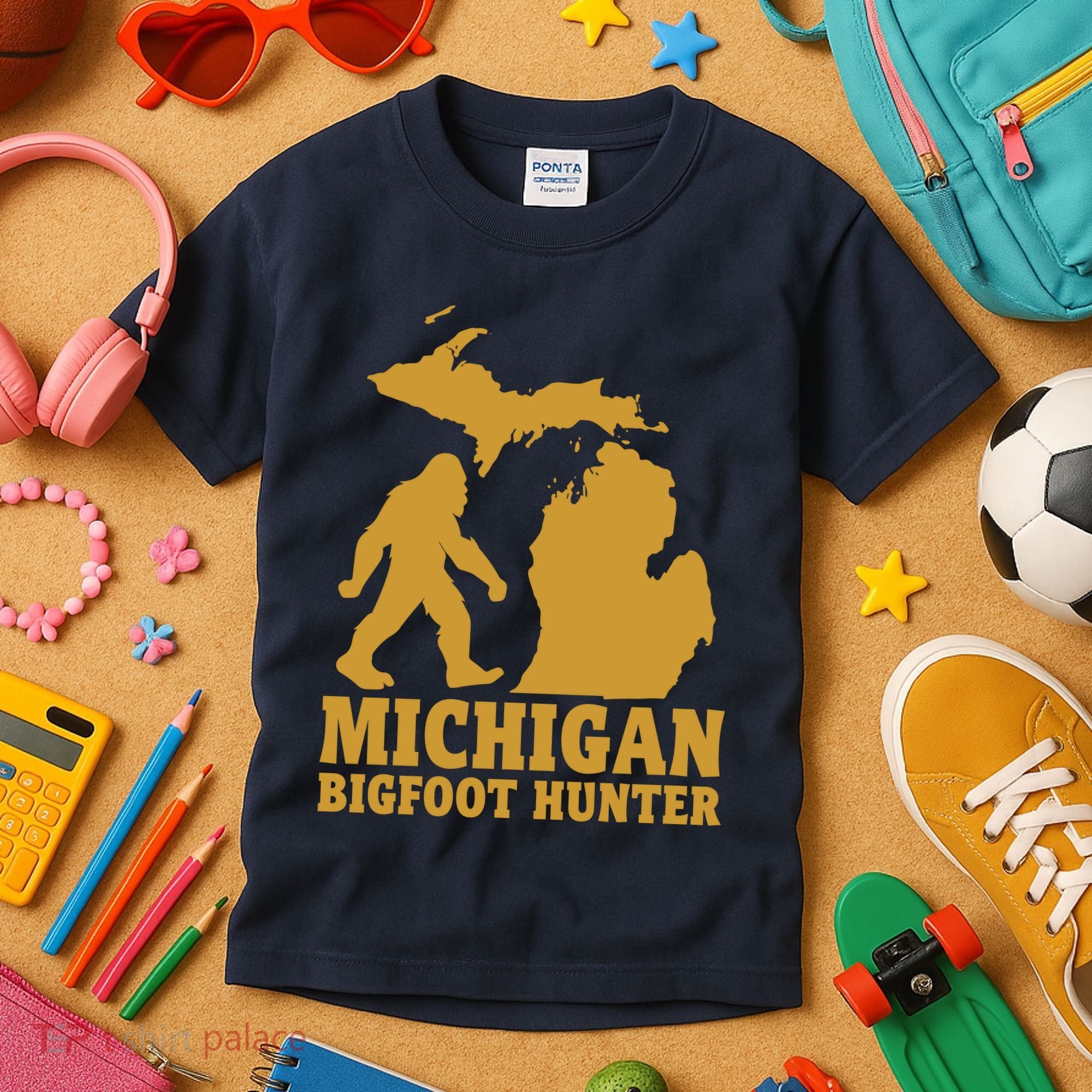 Michigan Bigfoot Hunter Kids T-Shirt
