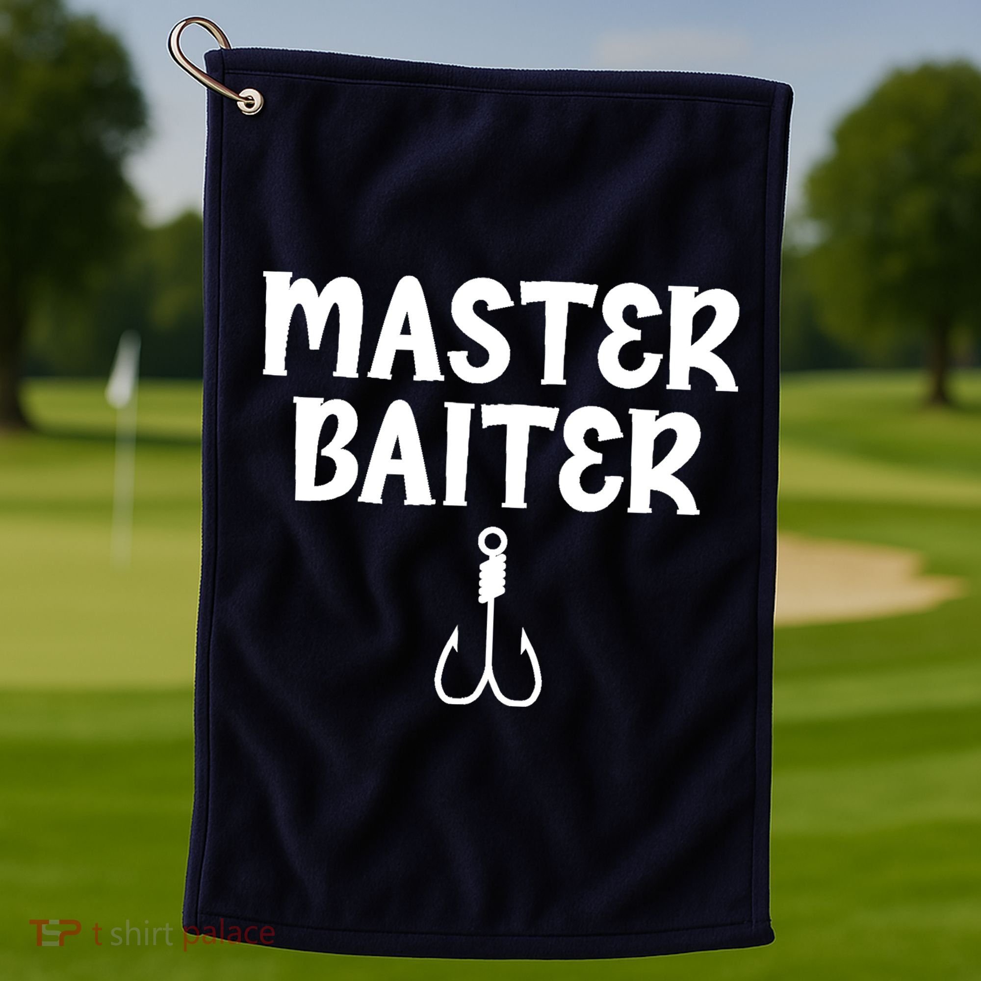 Master Baiter Humor Joke Tee for Fishing Lovers Golf Towel