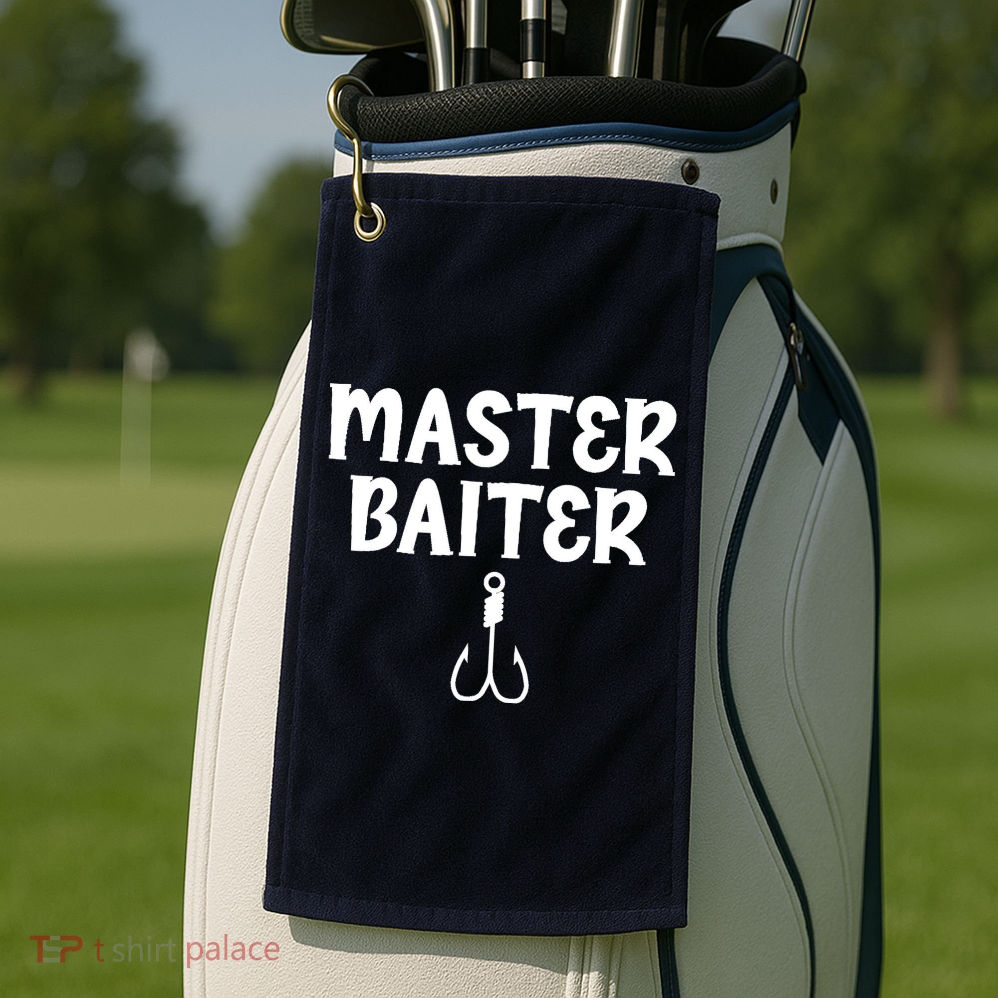 Master Baiter Humor Joke Tee for Fishing Lovers Golf Towel