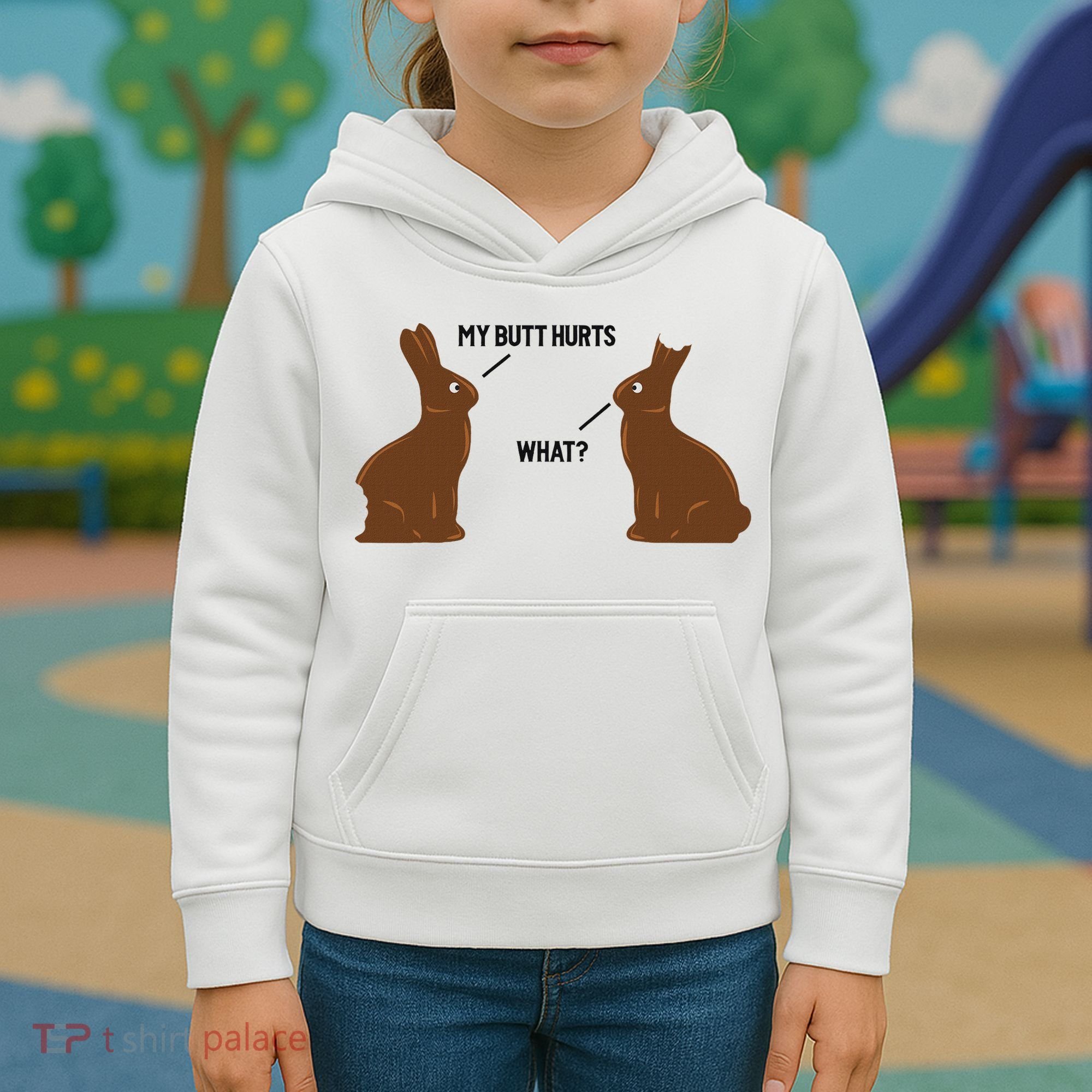 My Butt Hurts What Funny Easter Bunny Kids Hoodie