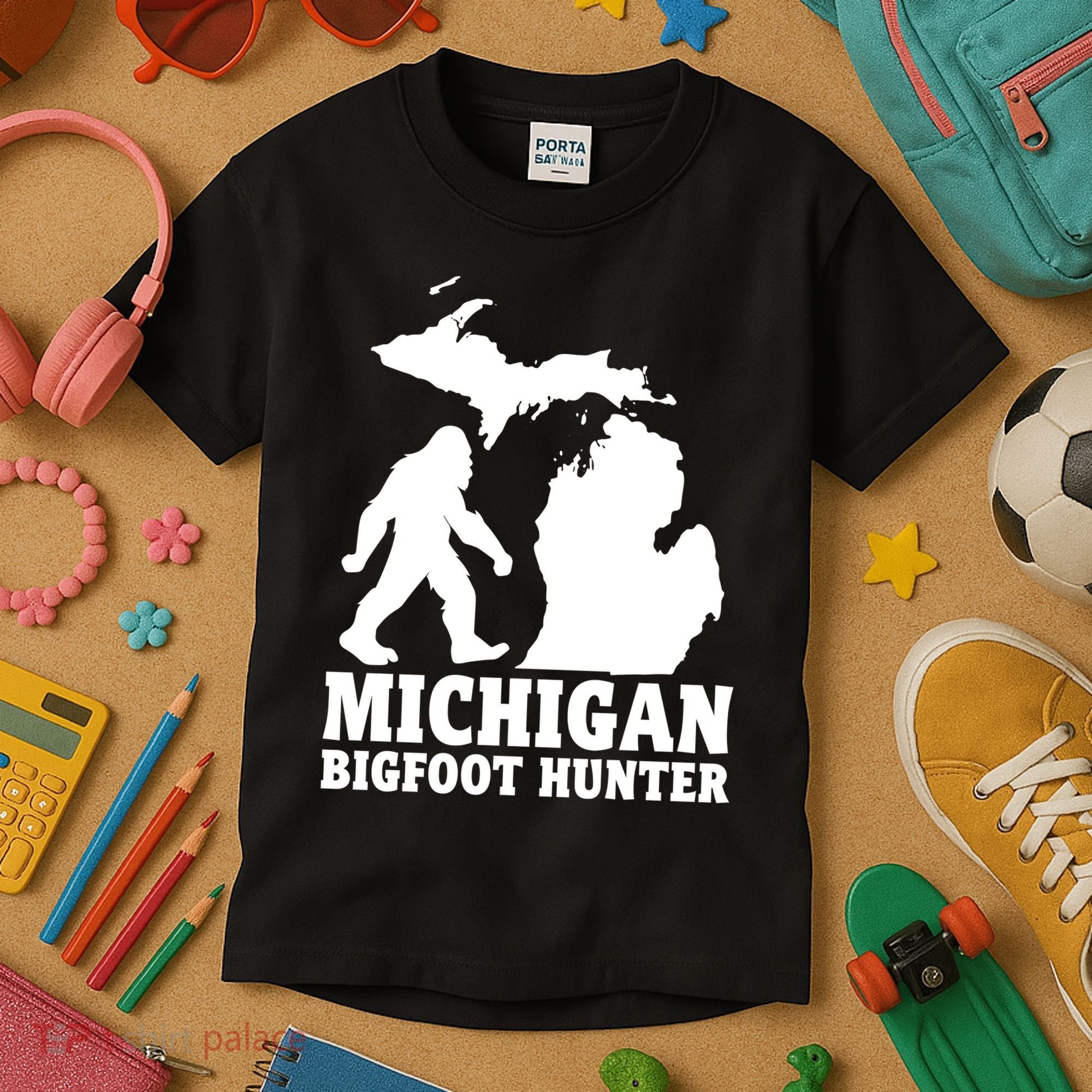 Michigan Bigfoot Hunter Kids T-Shirt