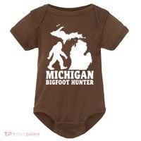 Michigan Bigfoot Hunter Baby Bodysuit thumb 0