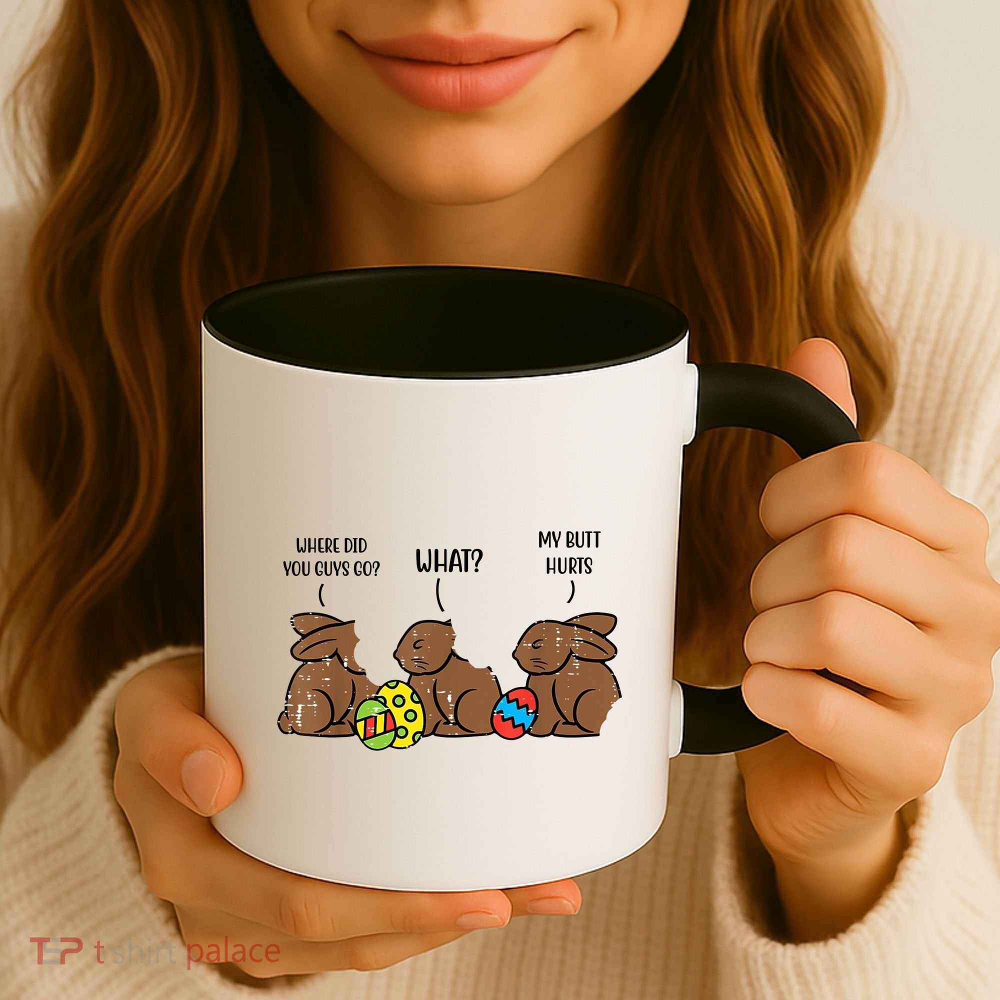 My Butt Hurts Funny Bitten Chocolate Bunny Easter Coffee Mug
