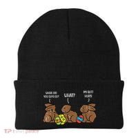 My Butt Hurts Funny Bitten Chocolate Bunny Easter Beanie thumb 0