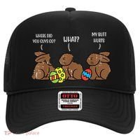 My Butt Hurts Funny Bitten Chocolate Bunny Easter Hat thumb 0