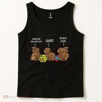 My Butt Hurts Funny Bitten Chocolate Bunny Easter Tank Top thumb 2