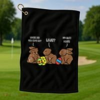 My Butt Hurts Funny Bitten Chocolate Bunny Easter Golf Towel thumb 1