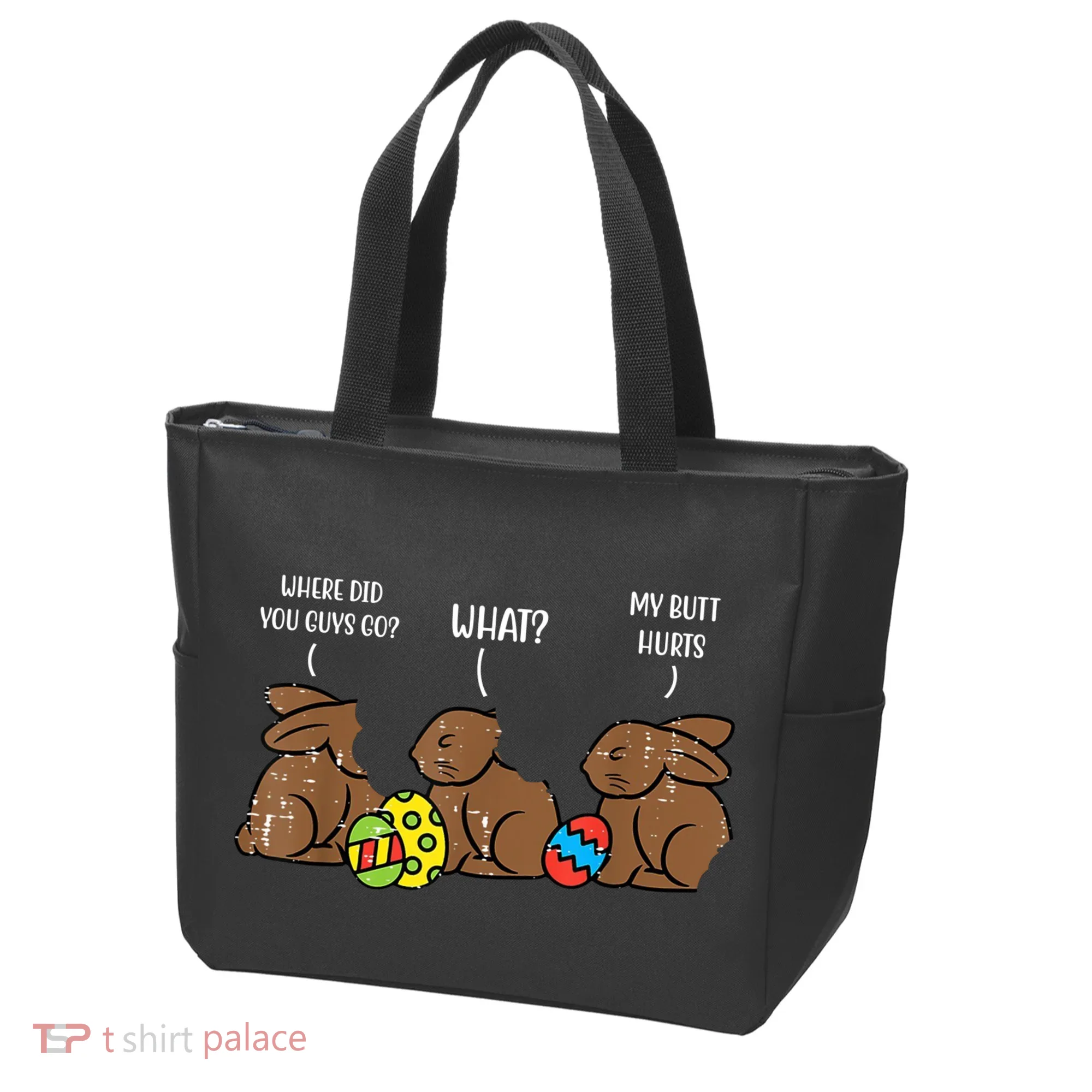 My Butt Hurts Funny Bitten Chocolate Bunny Easter Tote Bag