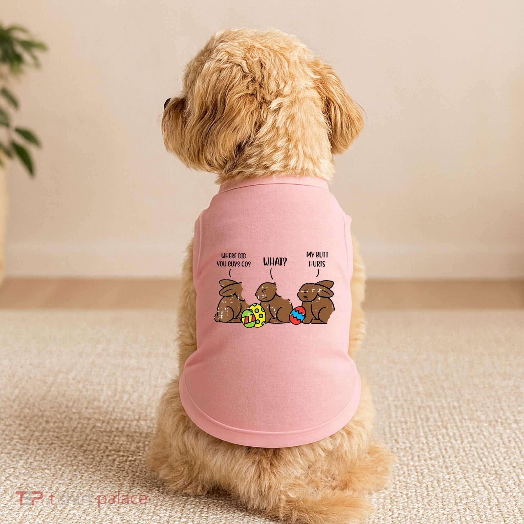 My Butt Hurts Funny Bitten Chocolate Bunny Easter Doggie Tank
