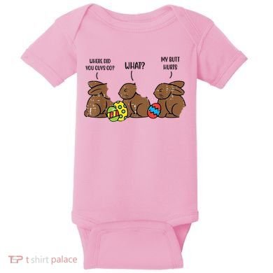 My Butt Hurts Funny Bitten Chocolate Bunny Easter Baby Bodysuit