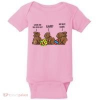 My Butt Hurts Funny Bitten Chocolate Bunny Easter Baby Bodysuit thumb 0