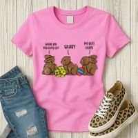 My Butt Hurts Funny Bitten Chocolate Bunny Easter Women's T-Shirt thumb 3