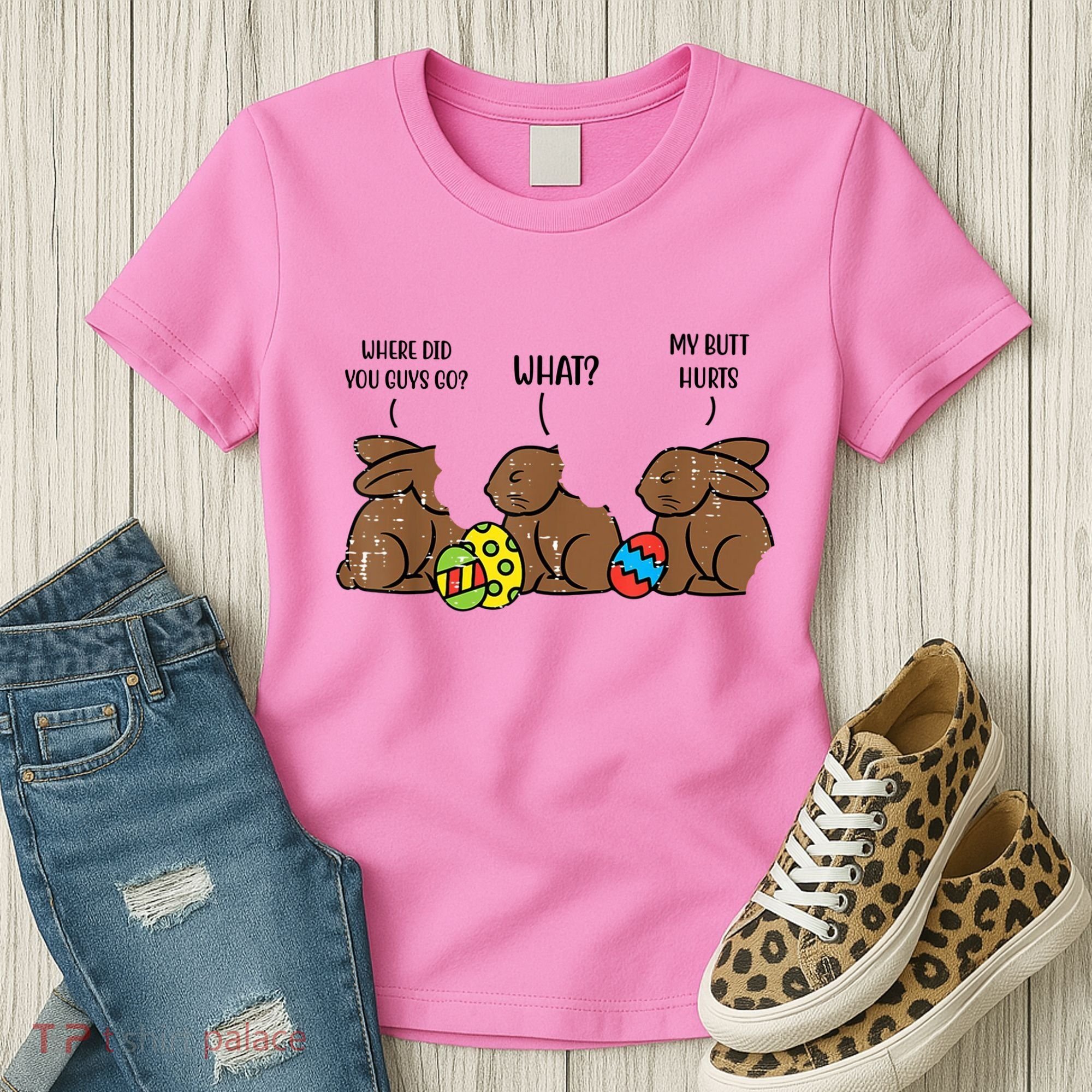 My Butt Hurts Funny Bitten Chocolate Bunny Easter Women's T-Shirt