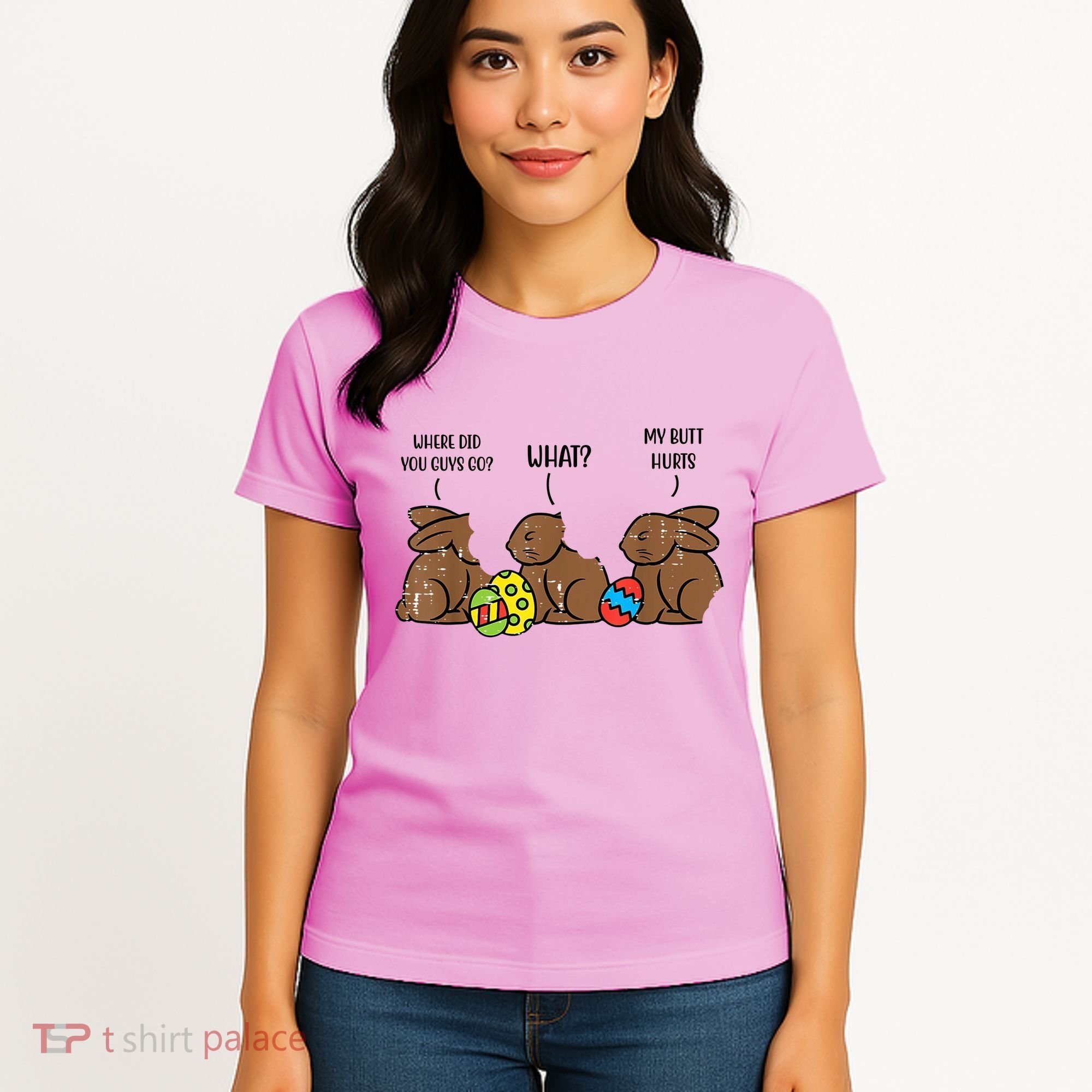 My Butt Hurts Funny Bitten Chocolate Bunny Easter Women's T-Shirt