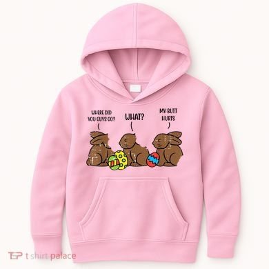 My Butt Hurts Funny Bitten Chocolate Bunny Easter Kids Hoodie
