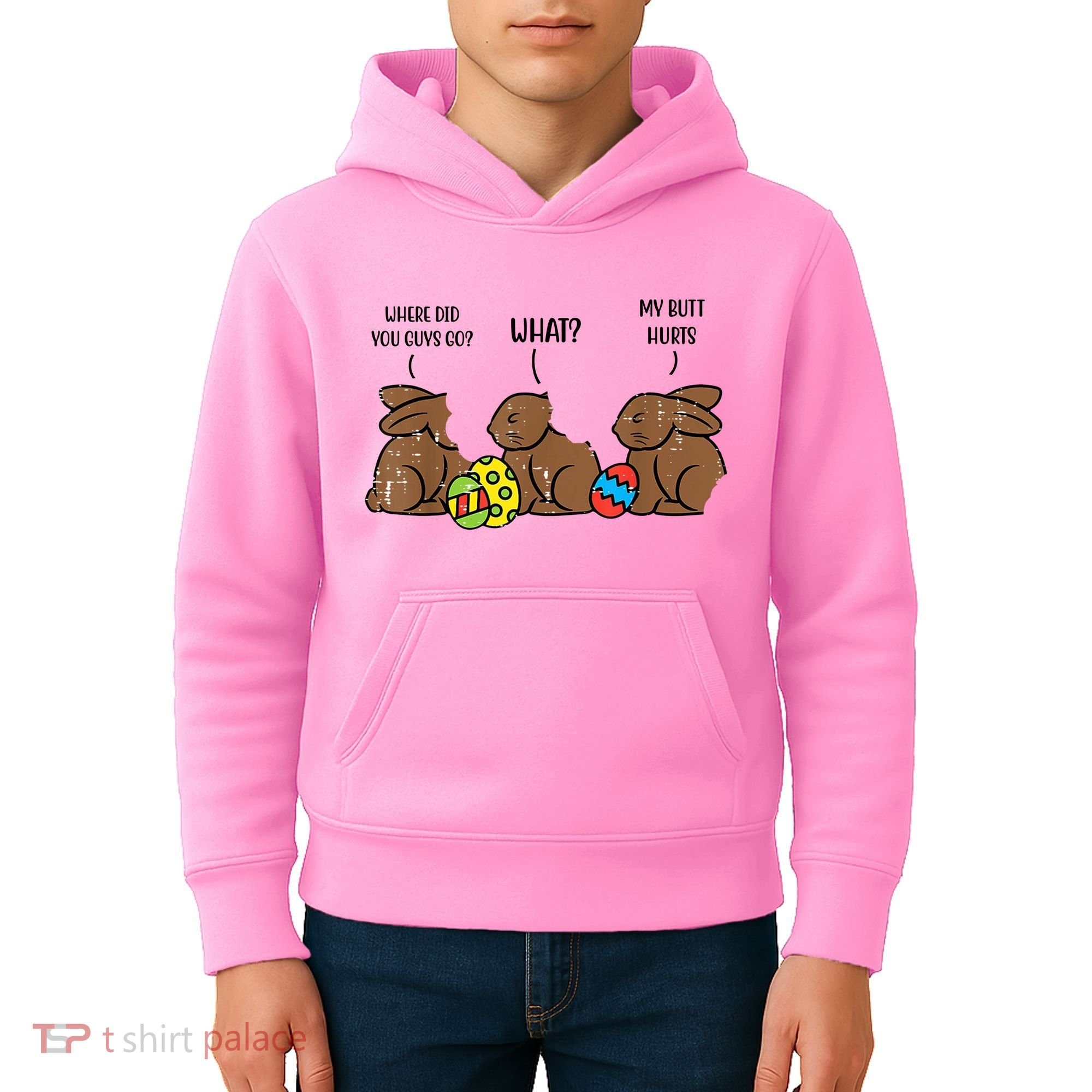 My Butt Hurts Funny Bitten Chocolate Bunny Easter Kids Hoodie