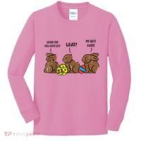 My Butt Hurts Funny Bitten Chocolate Bunny Easter Kids Long Sleeve Shirt thumb 0