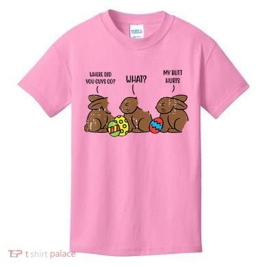 My Butt Hurts Funny Bitten Chocolate Bunny Easter Kids T-Shirt