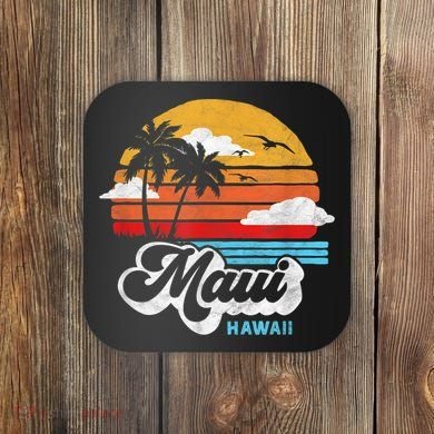 Maui Beach Hawaii Vintage Surf Coaster