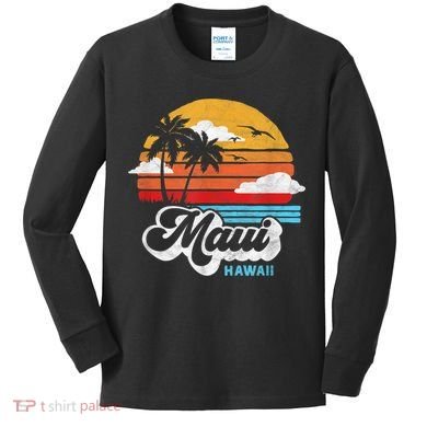 Maui Beach Hawaii Vintage Surf Kids Long Sleeve Shirt
