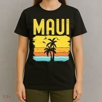 Maui Beach Hawaii Summer Vacation Hawaiian Sunset Vintage T-Shirt thumb 4