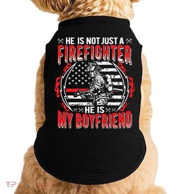 My Boyfriend Is A Firefighter Thin Red Line Fire Girlfriend Doggie Tank