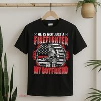 My Boyfriend Is A Firefighter Thin Red Line Fire Girlfriend T-Shirt thumb 2
