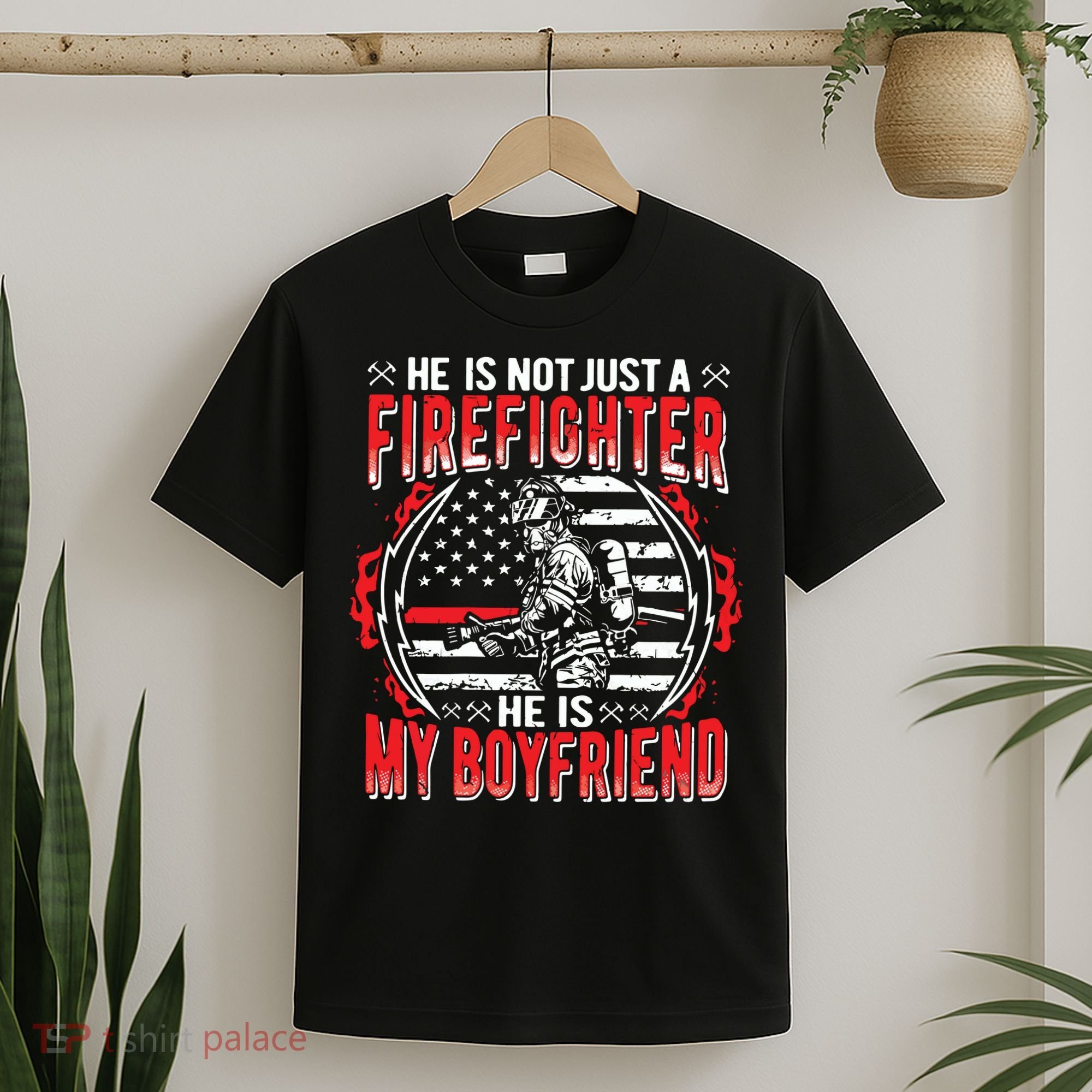 My Boyfriend Is A Firefighter Thin Red Line Fire Girlfriend T-Shirt