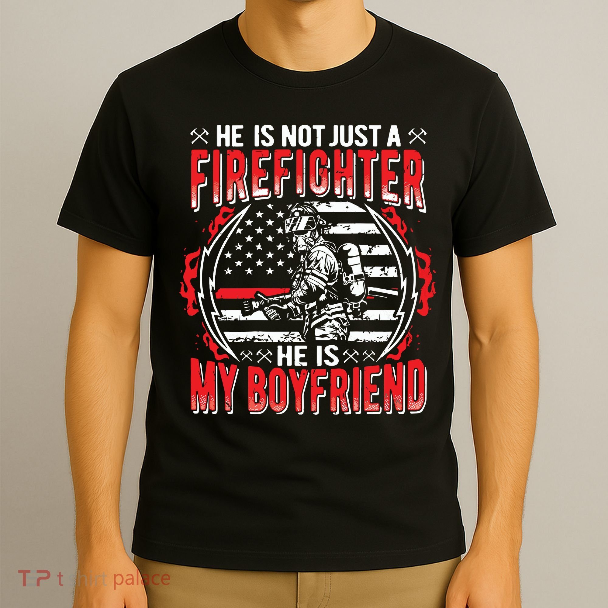 My Boyfriend Is A Firefighter Thin Red Line Fire Girlfriend T-Shirt