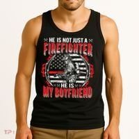 My Boyfriend Is A Firefighter Thin Red Line Fire Girlfriend Tank Top thumb 3