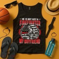 My Boyfriend Is A Firefighter Thin Red Line Fire Girlfriend Tank Top thumb 4