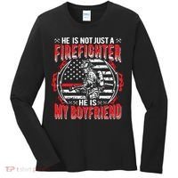 My Boyfriend Is A Firefighter Thin Red Line Fire Girlfriend Women's Long Sleeve Shirt thumb 0