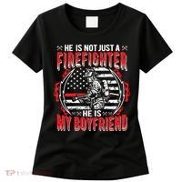 My Boyfriend Is A Firefighter Thin Red Line Fire Girlfriend Women's T-Shirt thumb 0