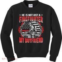 My Boyfriend Is A Firefighter Thin Red Line Fire Girlfriend Kids Sweatshirt thumb 0