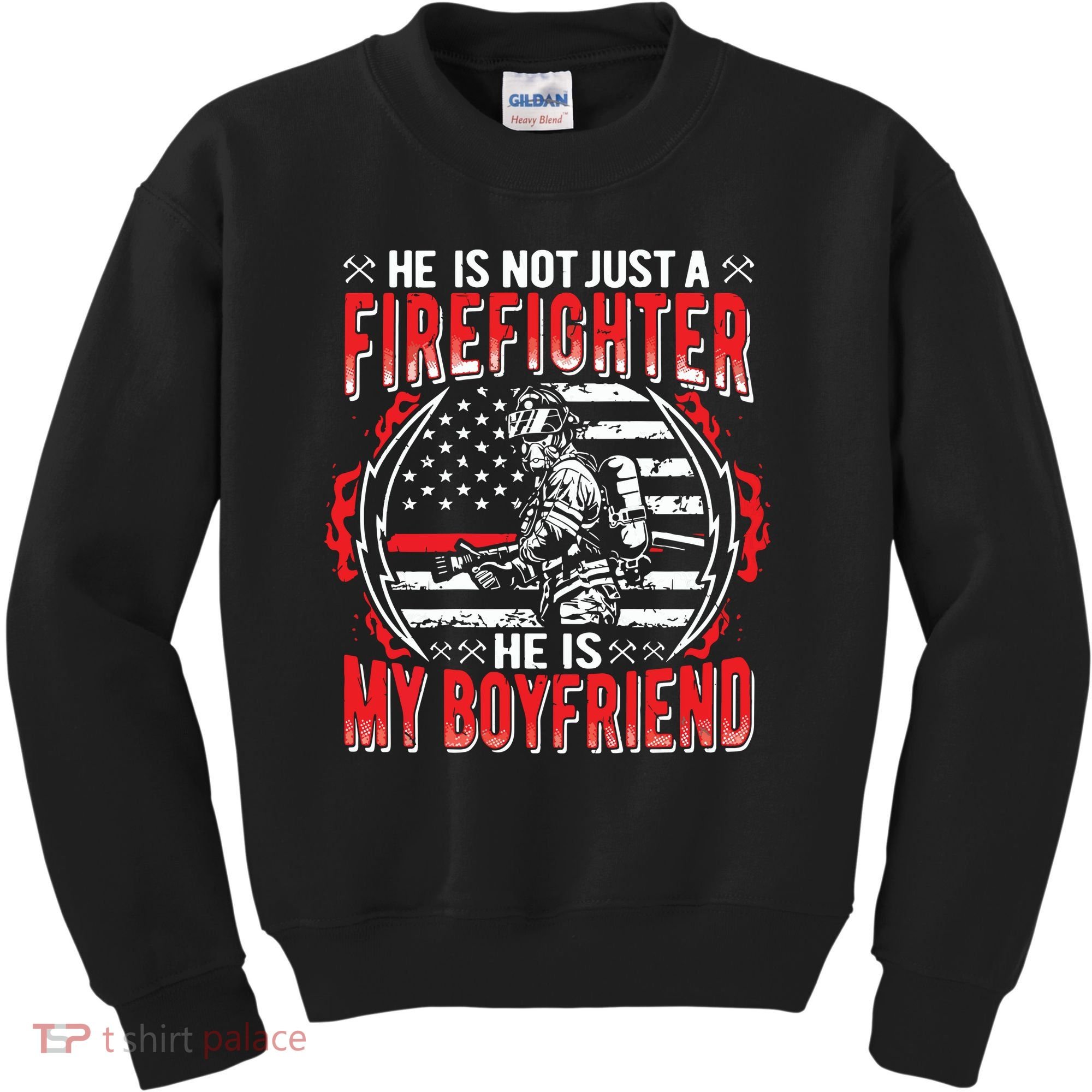 My Boyfriend Is A Firefighter Thin Red Line Fire Girlfriend Kids Sweatshirt