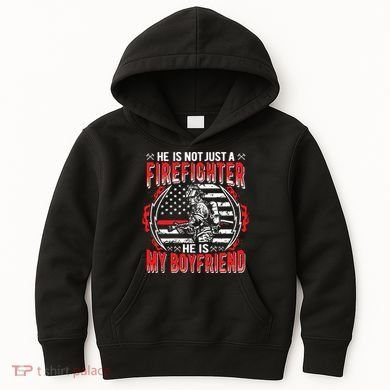 My Boyfriend Is A Firefighter Thin Red Line Fire Girlfriend Kids Hoodie