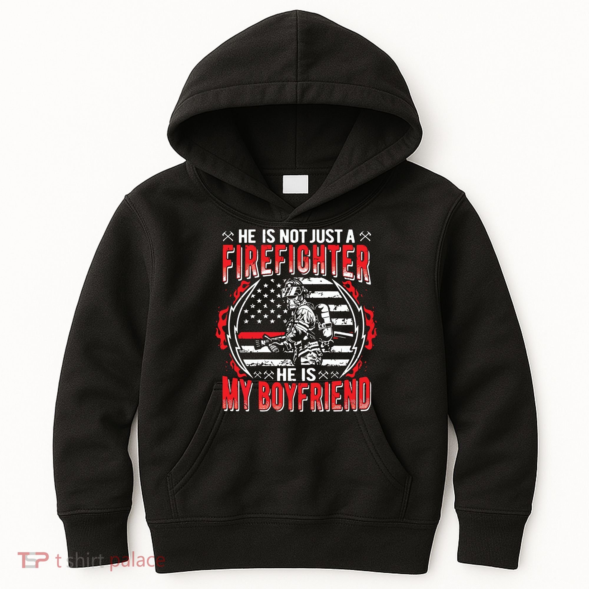 My Boyfriend Is A Firefighter Thin Red Line Fire Girlfriend Kids Hoodie