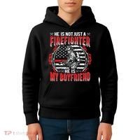 My Boyfriend Is A Firefighter Thin Red Line Fire Girlfriend Kids Hoodie thumb 4