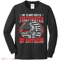 My Boyfriend Is A Firefighter Thin Red Line Fire Girlfriend Kids Long Sleeve Shirt thumb 0