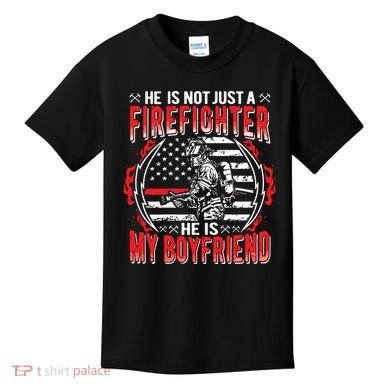 My Boyfriend Is A Firefighter Thin Red Line Fire Girlfriend Kids T-Shirt