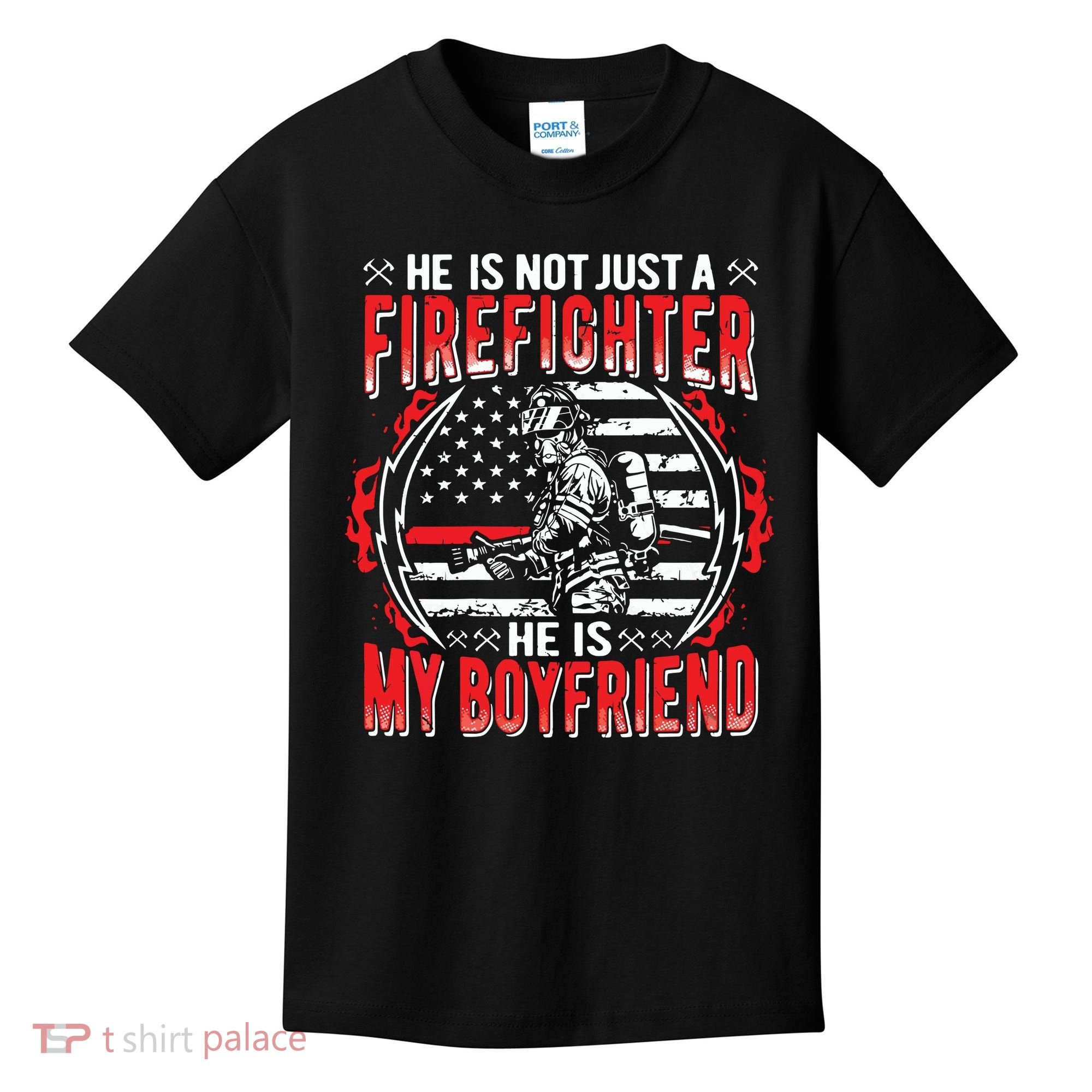 My Boyfriend Is A Firefighter Thin Red Line Fire Girlfriend Kids T-Shirt