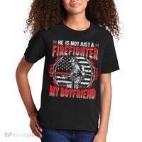 My Boyfriend Is A Firefighter Thin Red Line Fire Girlfriend Kids T-Shirt thumb 2
