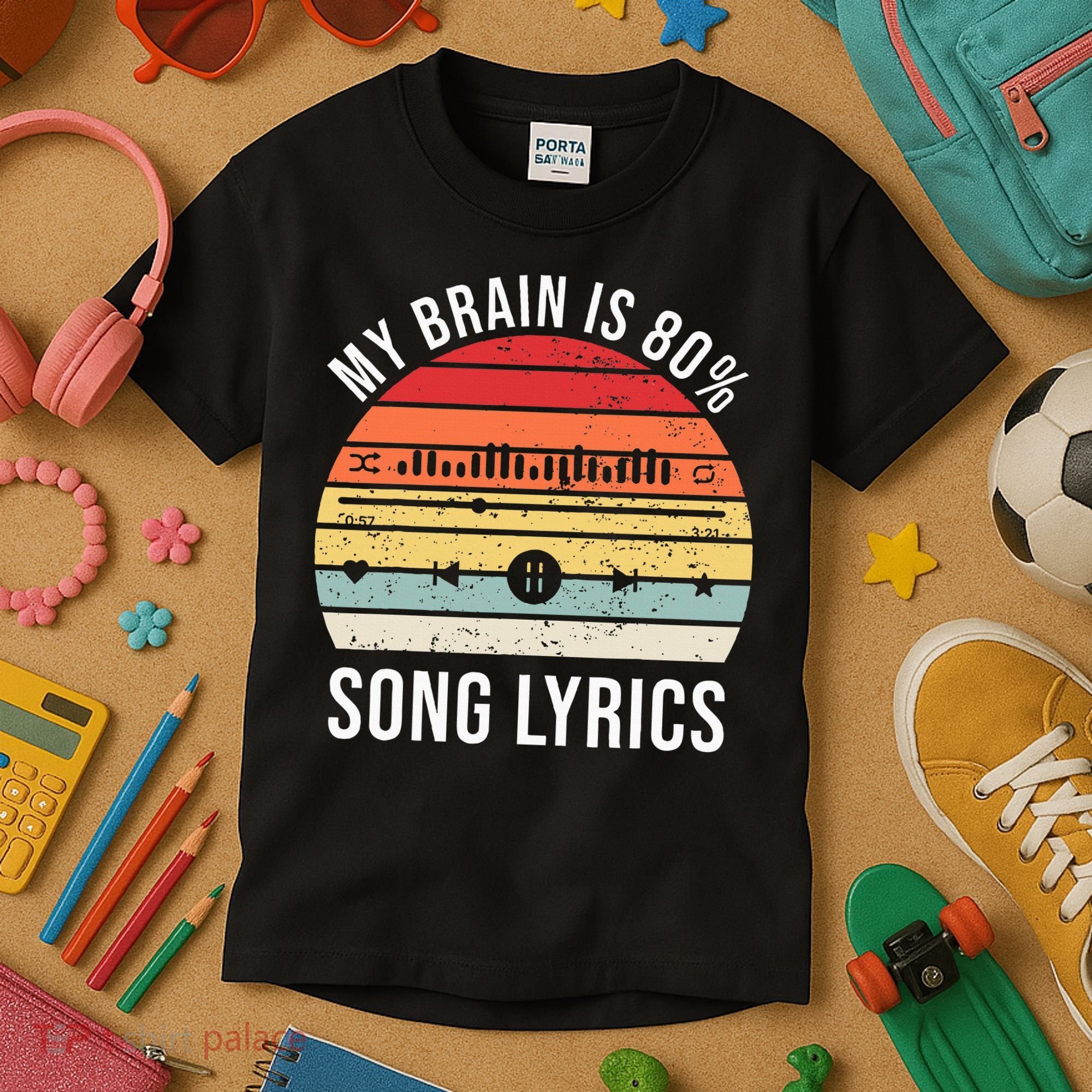 My Brain Is 80 Percent Song Lyrics Kids T-Shirt