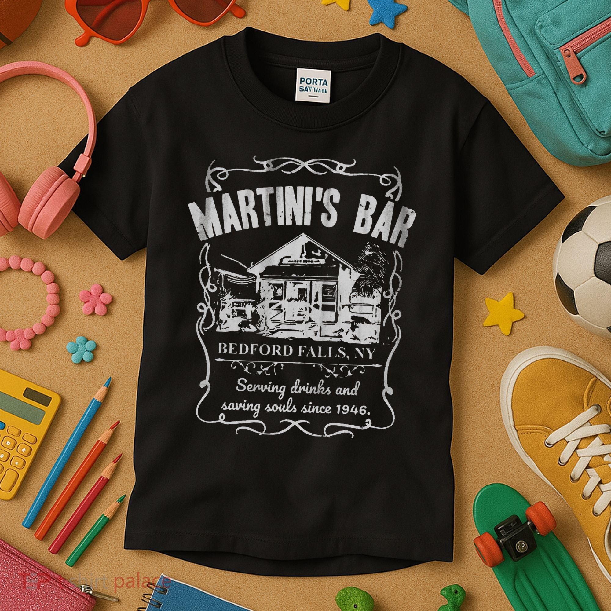 Martini's Bar It's A Wonderful Life Kids T-Shirt