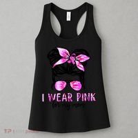 Messy Bun I Wear Pink For My Mom Breast Cancer Women's Tank Top thumb 3